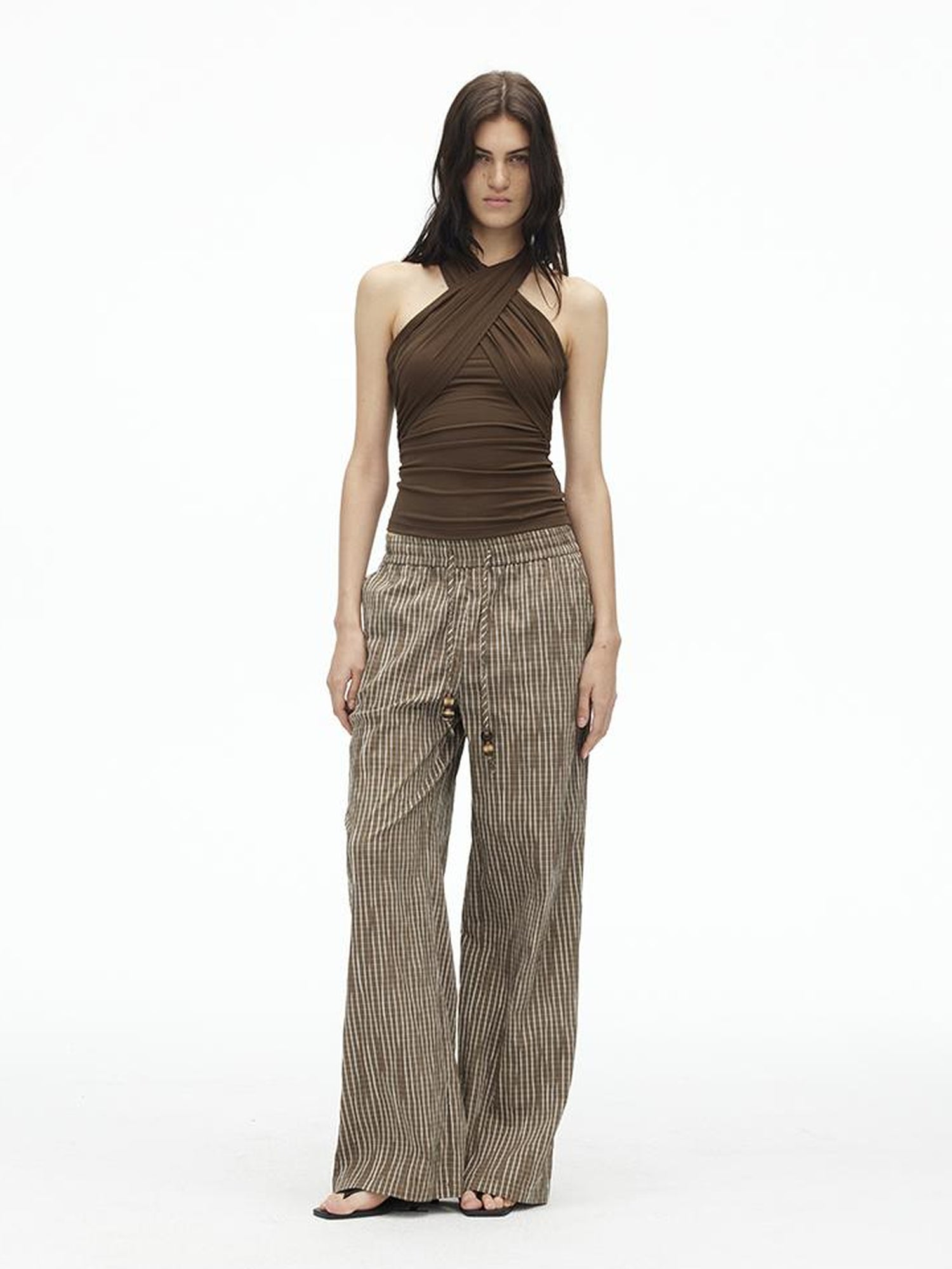 AFTADAWN Multi Way Lyocell Halter Top With Adjustable Ties