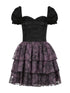 Mystic Purple Butterfly Lace Trim Fit Flare Bubble Hem Dress
