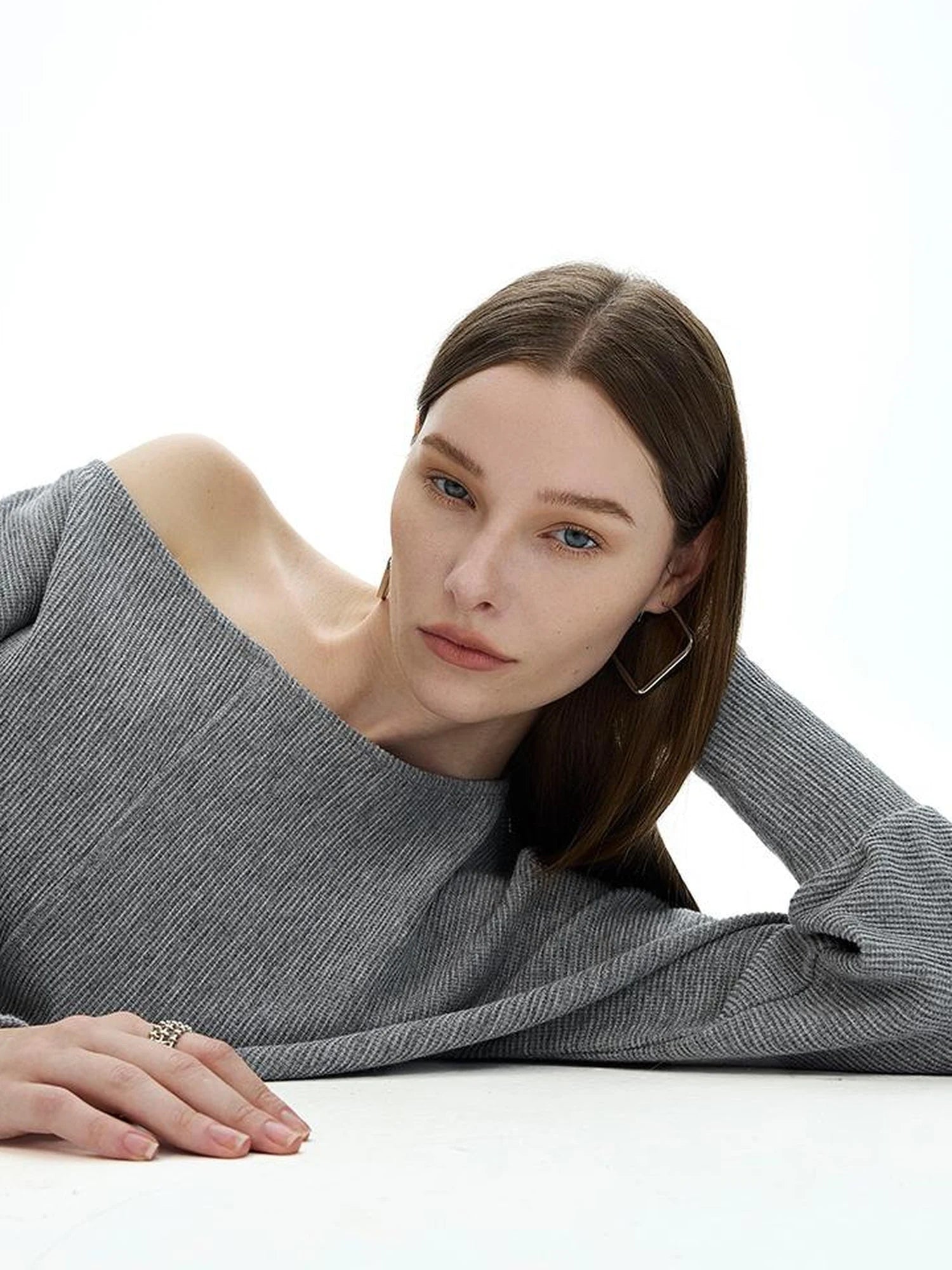 Off Shoulder Embroidered Glitter Loose Fit Top