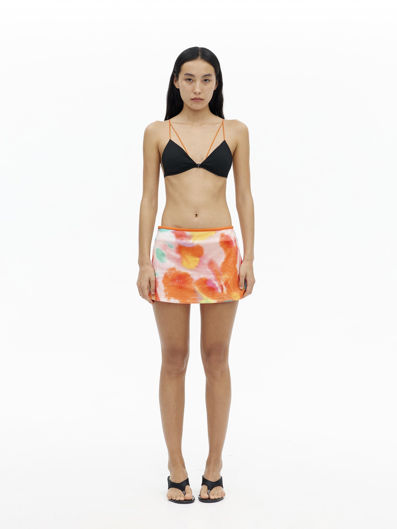 AFTADAWN Oil Painting Gradient Sequin Low Waist A Line Skirt