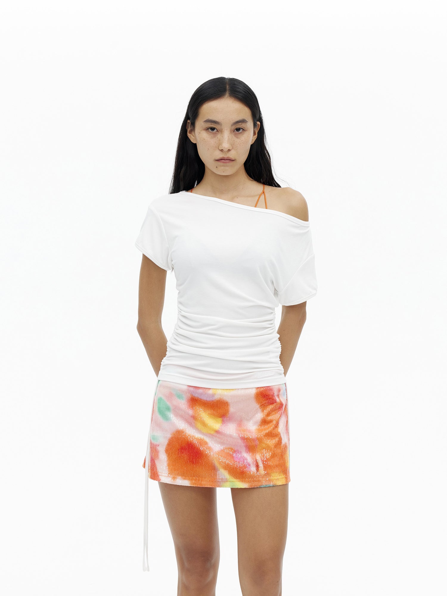 AFTADAWN Oil Painting Gradient Sequin Low Waist A Line Skirt