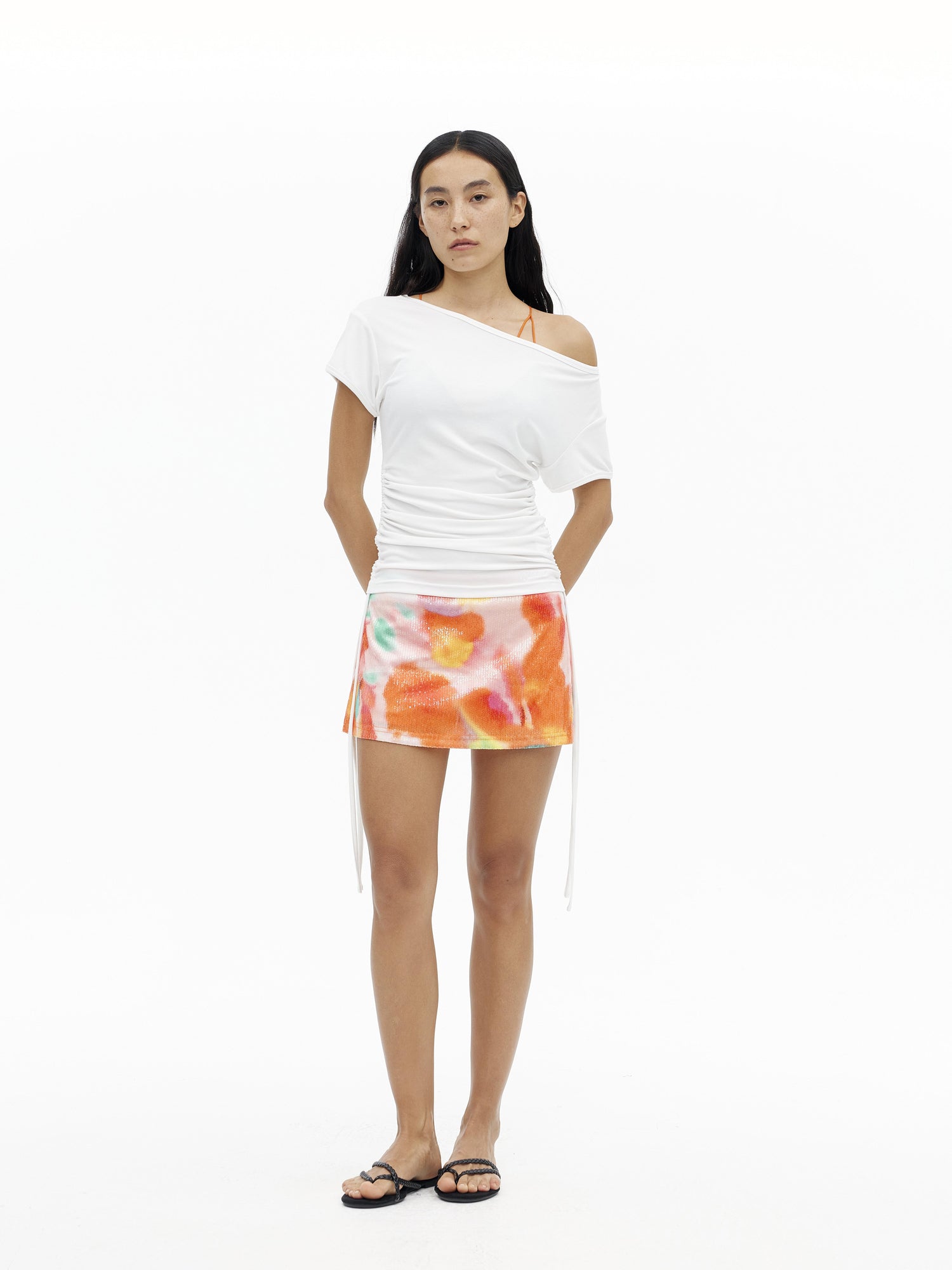 AFTADAWN Oil Painting Gradient Sequin Low Waist A Line Skirt