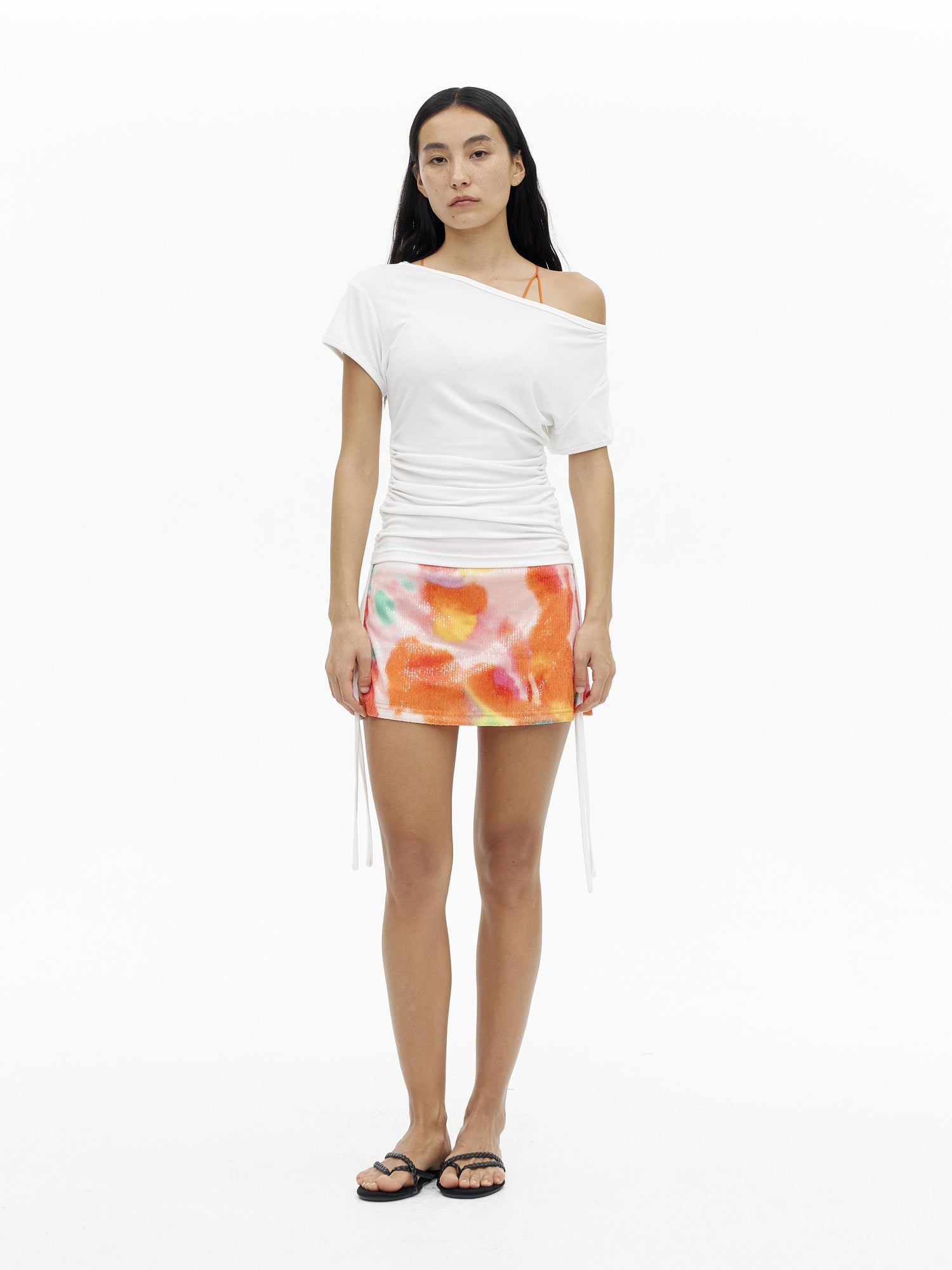 AFTADAWN Oil Painting Gradient Sequin Low Waist A Line Skirt