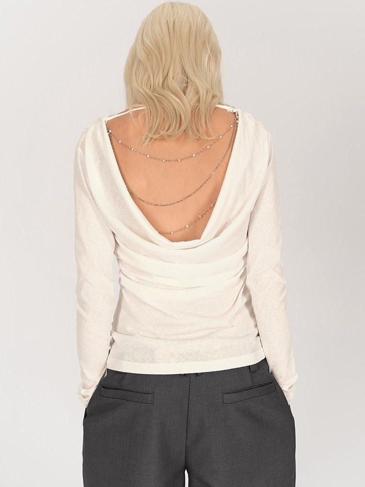 AFTADAWN One Shoulder Backless Detachable Chain Women&