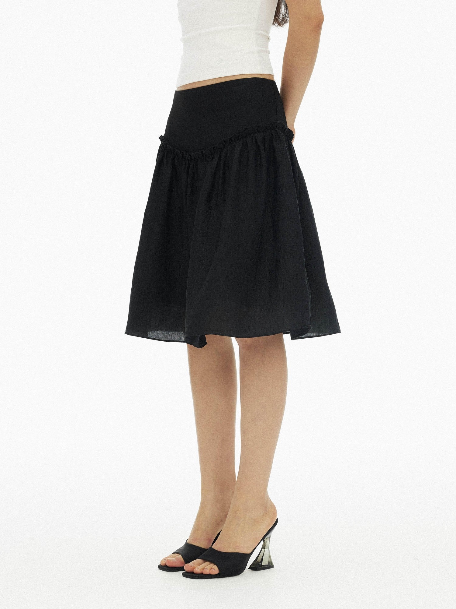 AFTADAWN Pearlescent Panelled Tulle High Waist Wide Band Women&