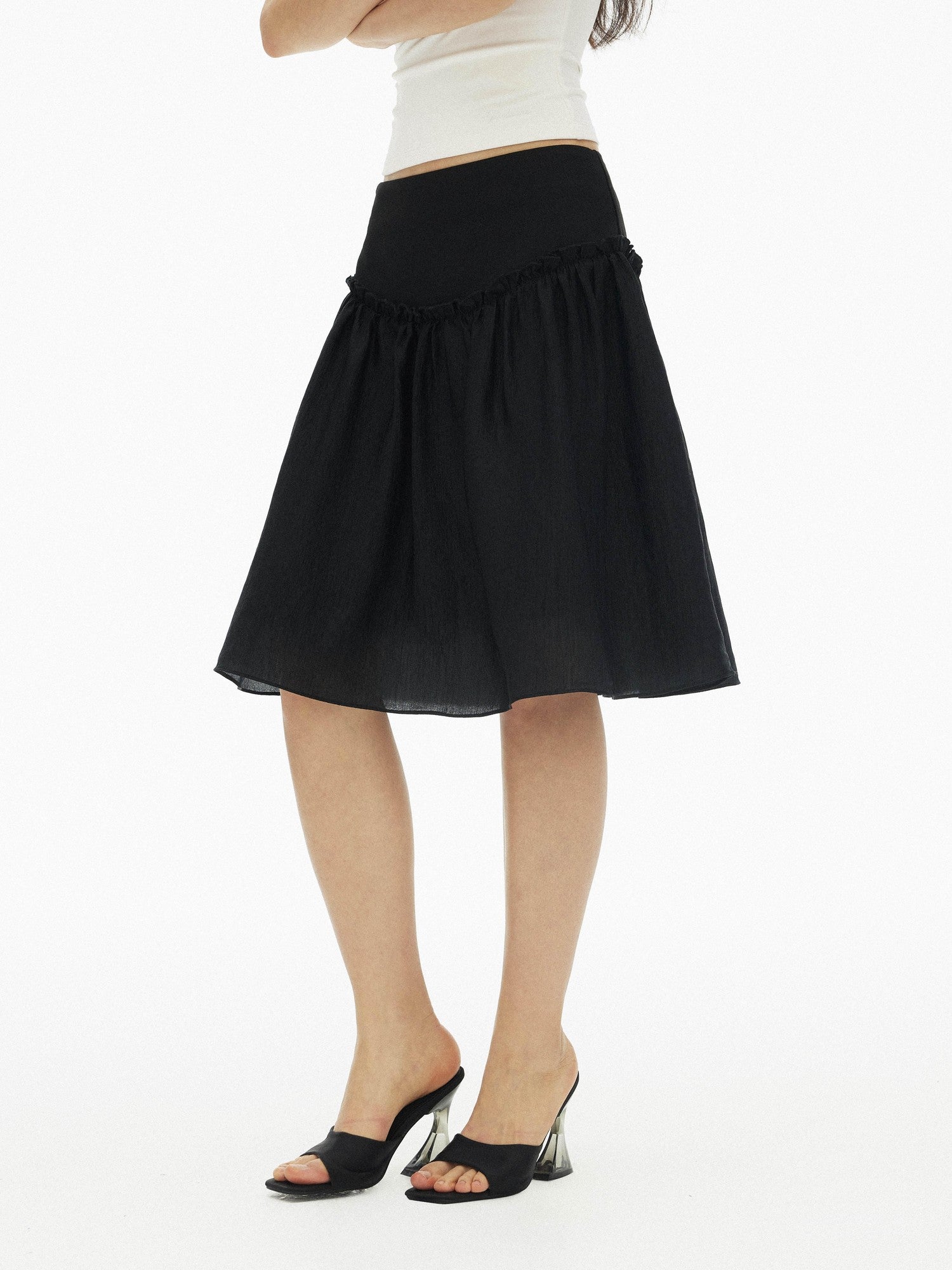 AFTADAWN Pearlescent Panelled Tulle High Waist Wide Band Women&