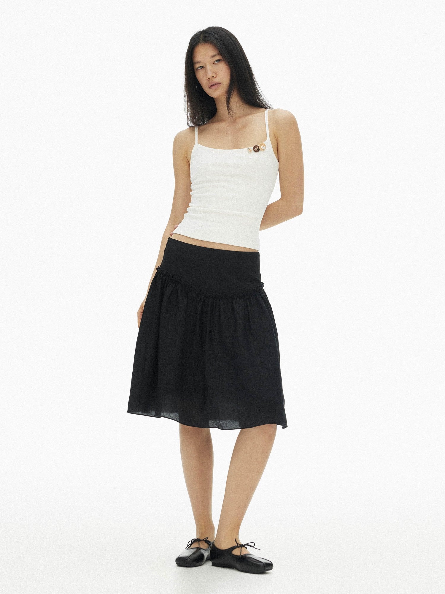 AFTADAWN Pearlescent Panelled Tulle High Waist Wide Band Women&