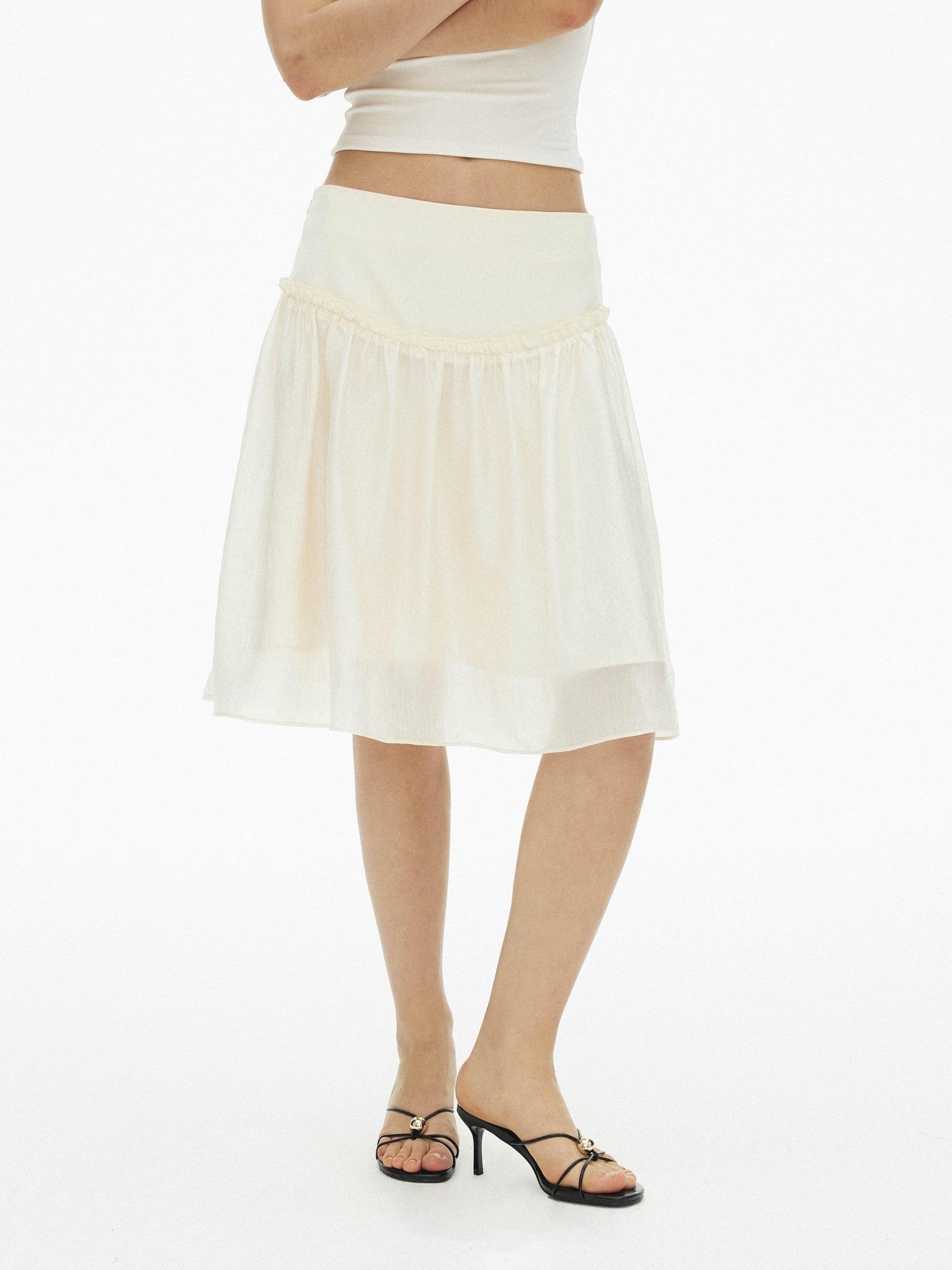 AFTADAWN Pearlescent Panelled Tulle High Waist Wide Band Women&