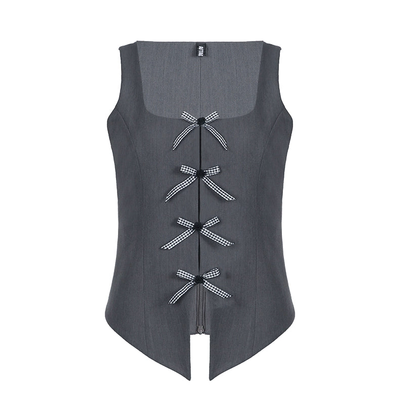 AFTADAWN_Plaid_Bow_Slit_Blazer_Vest_MISSTT