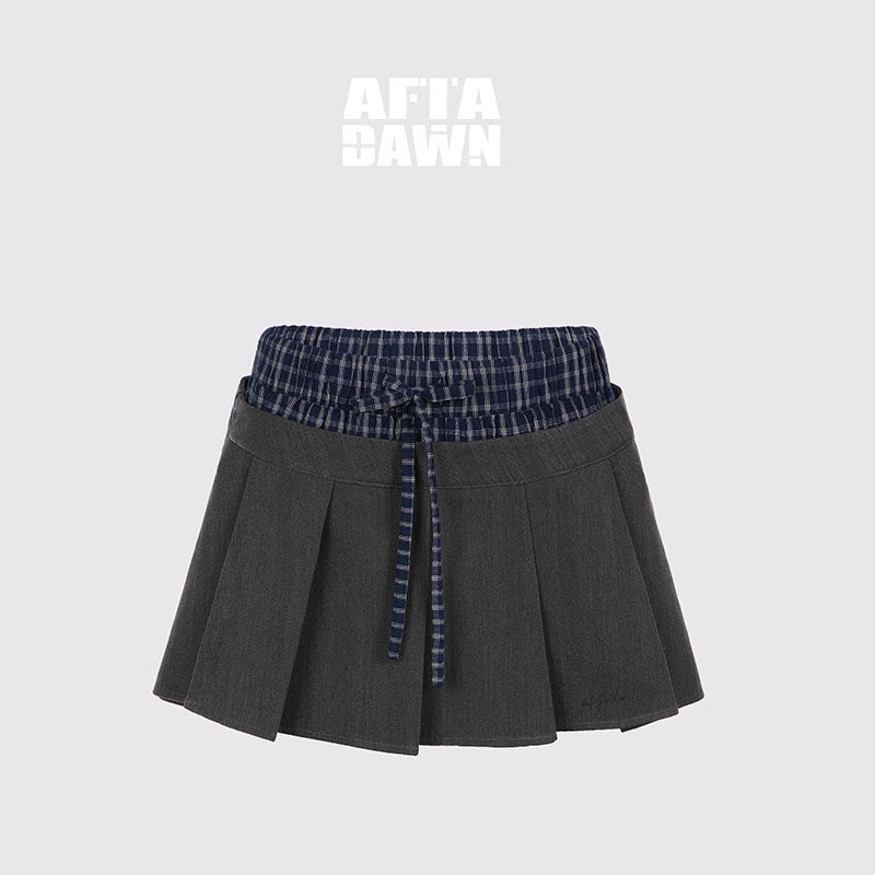 AFTADAWN_Plaid_Detachable_Double_Collar_Oversized_Pleated_Women&