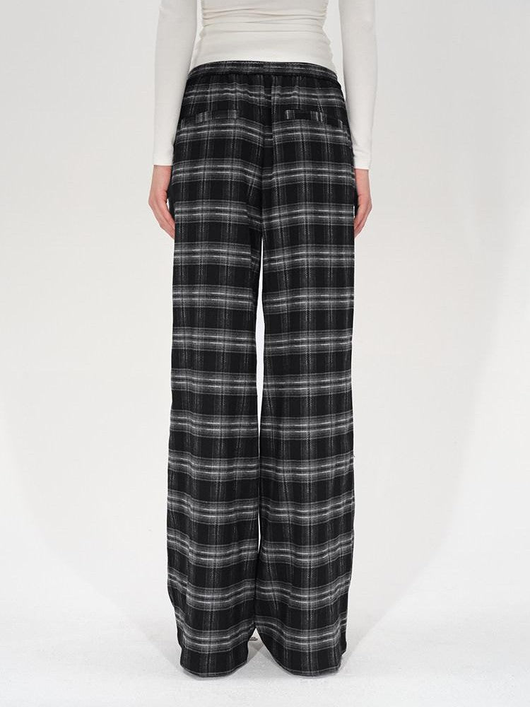 AFTADAWN Plaid Drawstring High Waist Women&