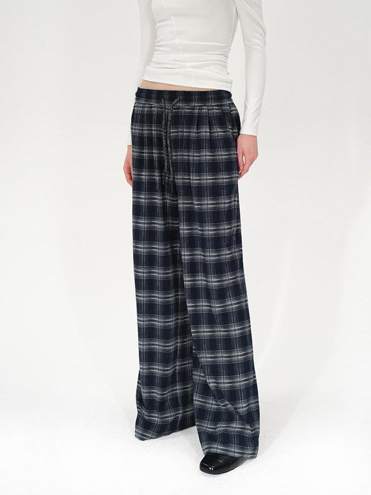 AFTADAWN Plaid Drawstring High Waist Women&