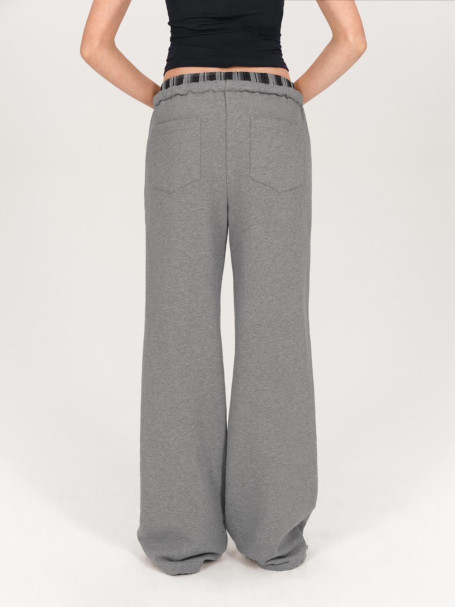 AFTADAWN Plaid Patchwork Dual Waistband Drawstring Cotton Cargo Pants
