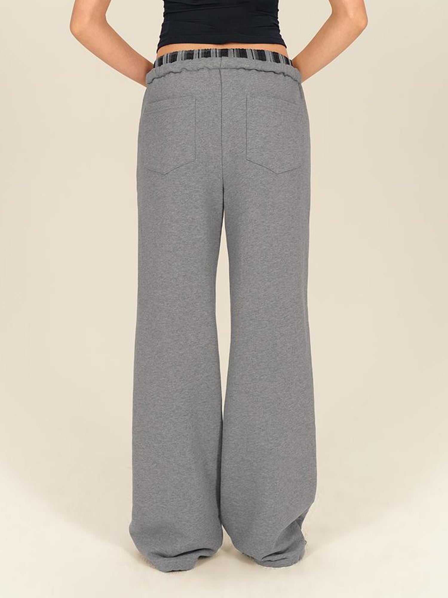 AFTADAWN Plaid Patchwork Dual Waistband Drawstring Cotton Cargo Pants