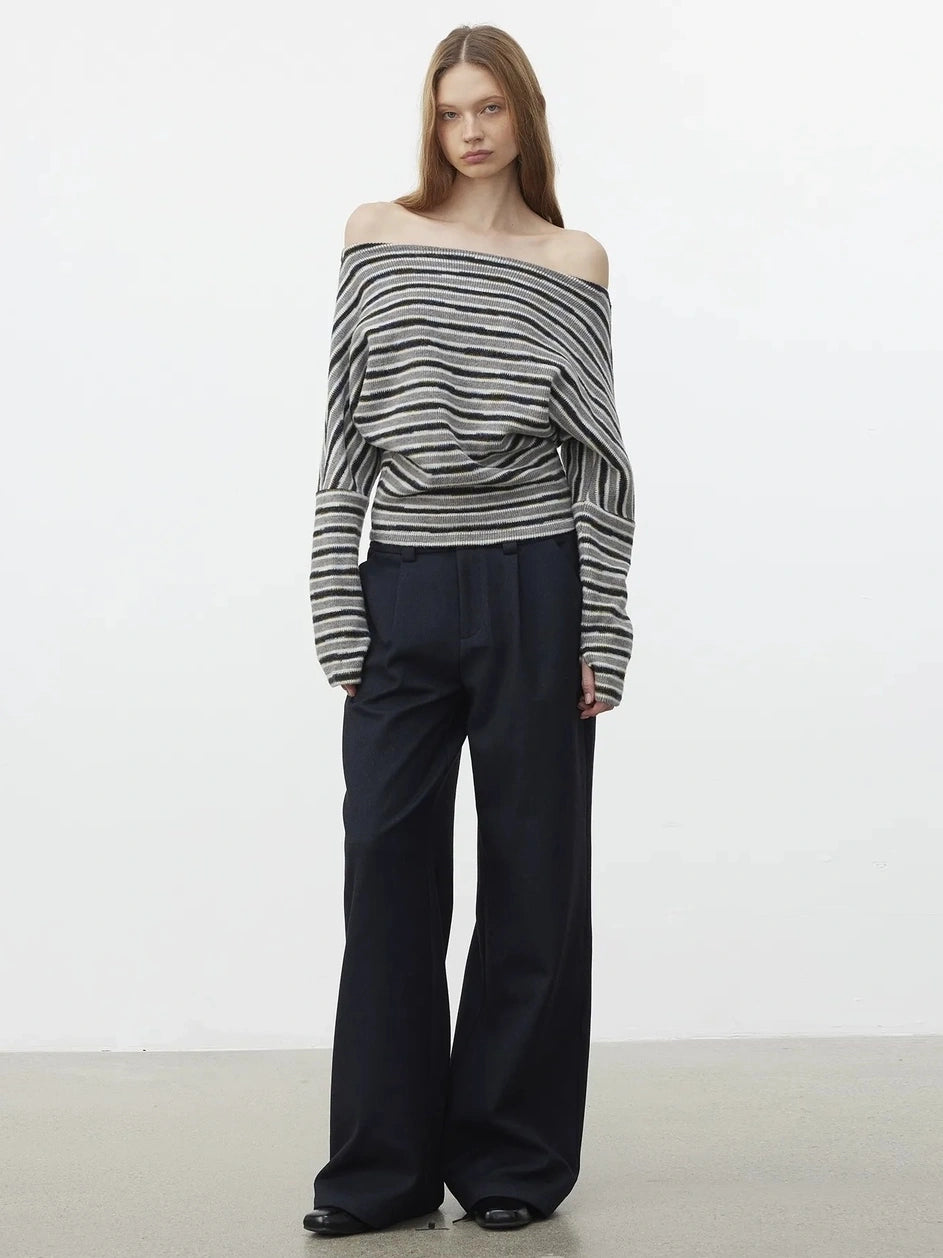 AFTADAWN Pleated Rayon Trousers With Wide Waistband Pants