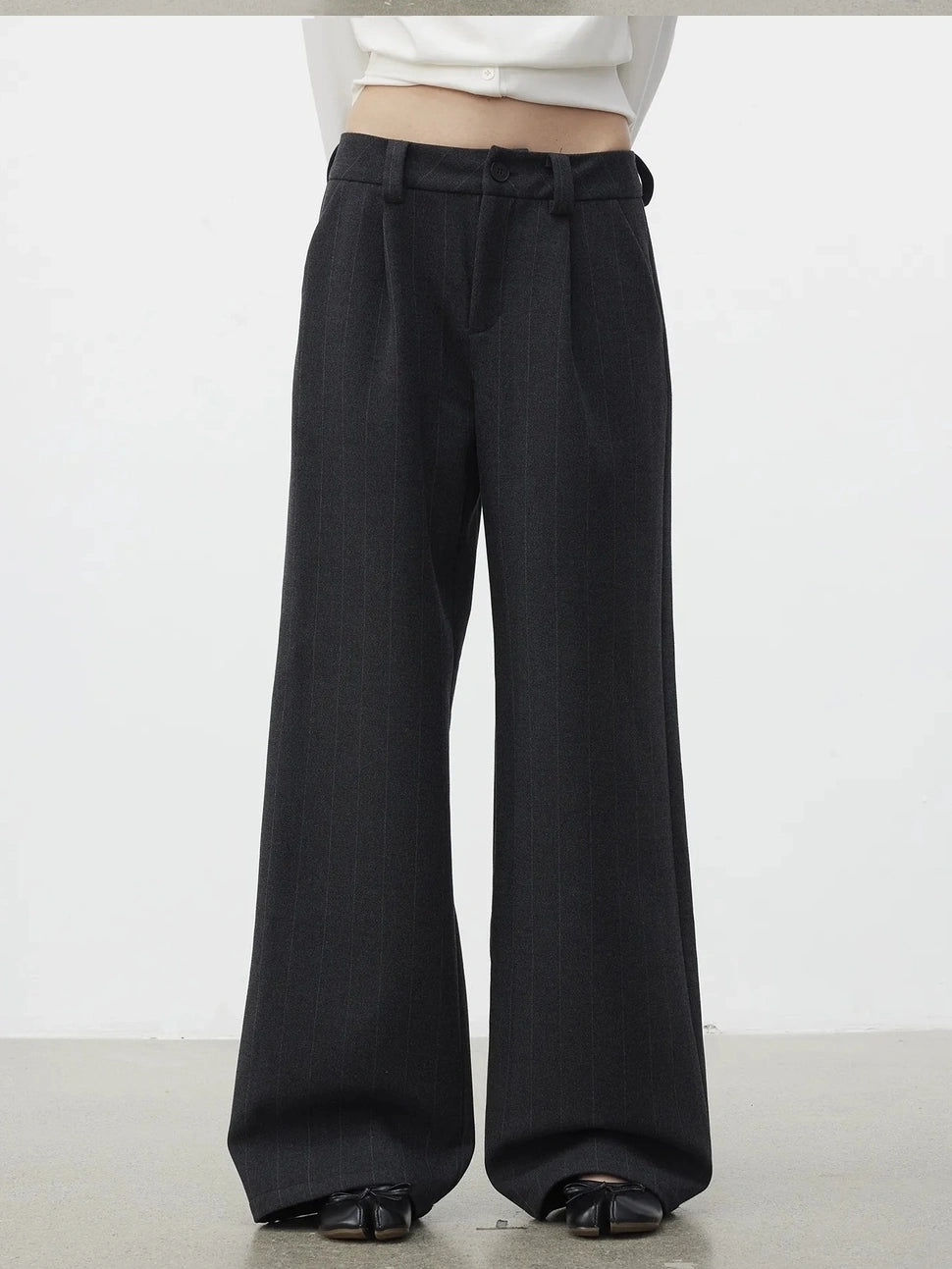AFTADAWN Pleated Rayon Trousers With Wide Waistband Pants