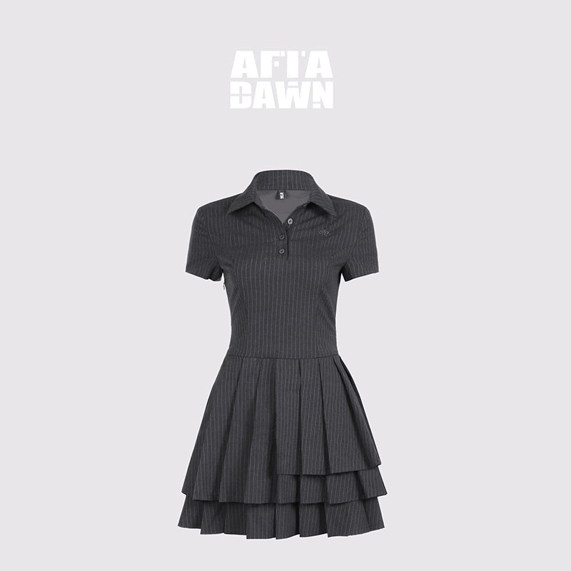 AFTADAWN_Polo_Collar_Pleated_Striped_Sleeveless_Dress_MISSTT