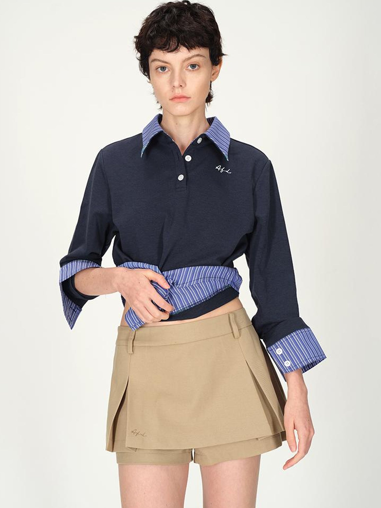 AFTADAWN Premium Gray Zip Up Hoodie Set With Bloom Skirt