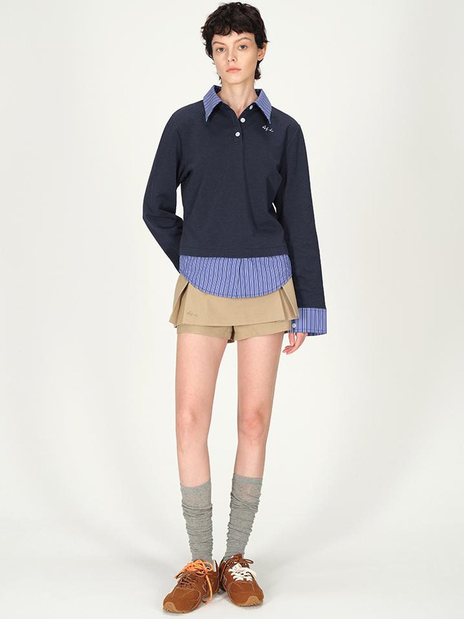 AFTADAWN Premium Gray Zip Up Hoodie Set With Bloom Skirt