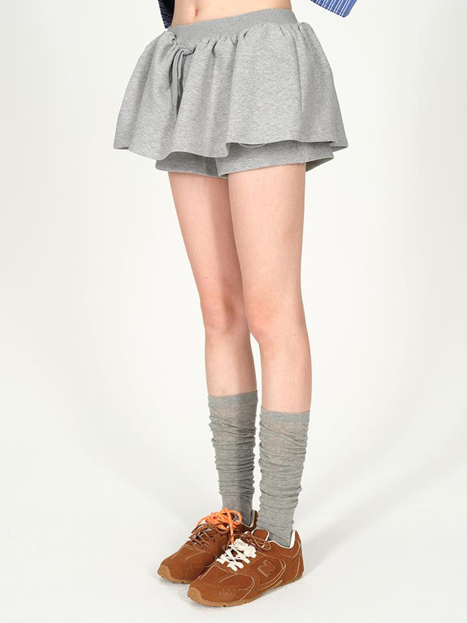 AFTADAWN Premium Gray Zip Up Hoodie Set With Bloom Skirt
