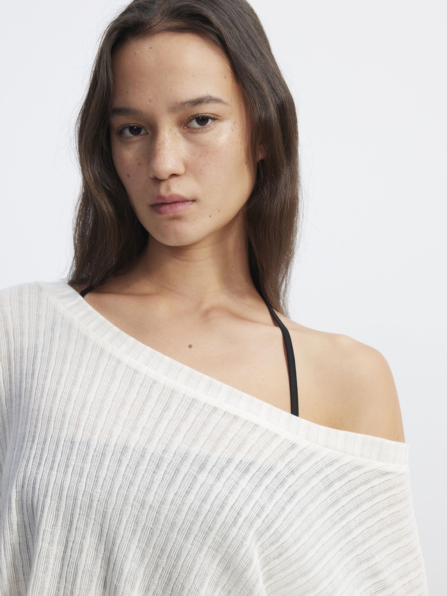 AFTADAWN Purple Textured Knit Asymmetric Shoulder Women&