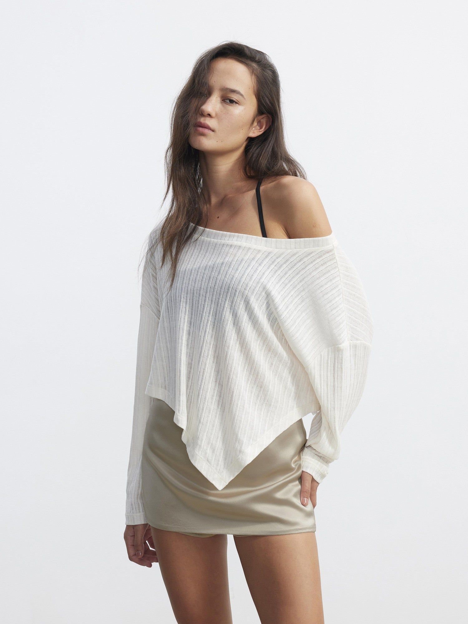 AFTADAWN Purple Textured Knit Asymmetric Shoulder Women&