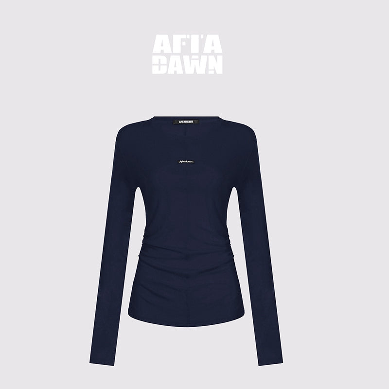 AFTADAWN_Rayon_Wool_Logo_Embroidered_Waist_Gathered_Long_Sleeve_Tee_MISSTT