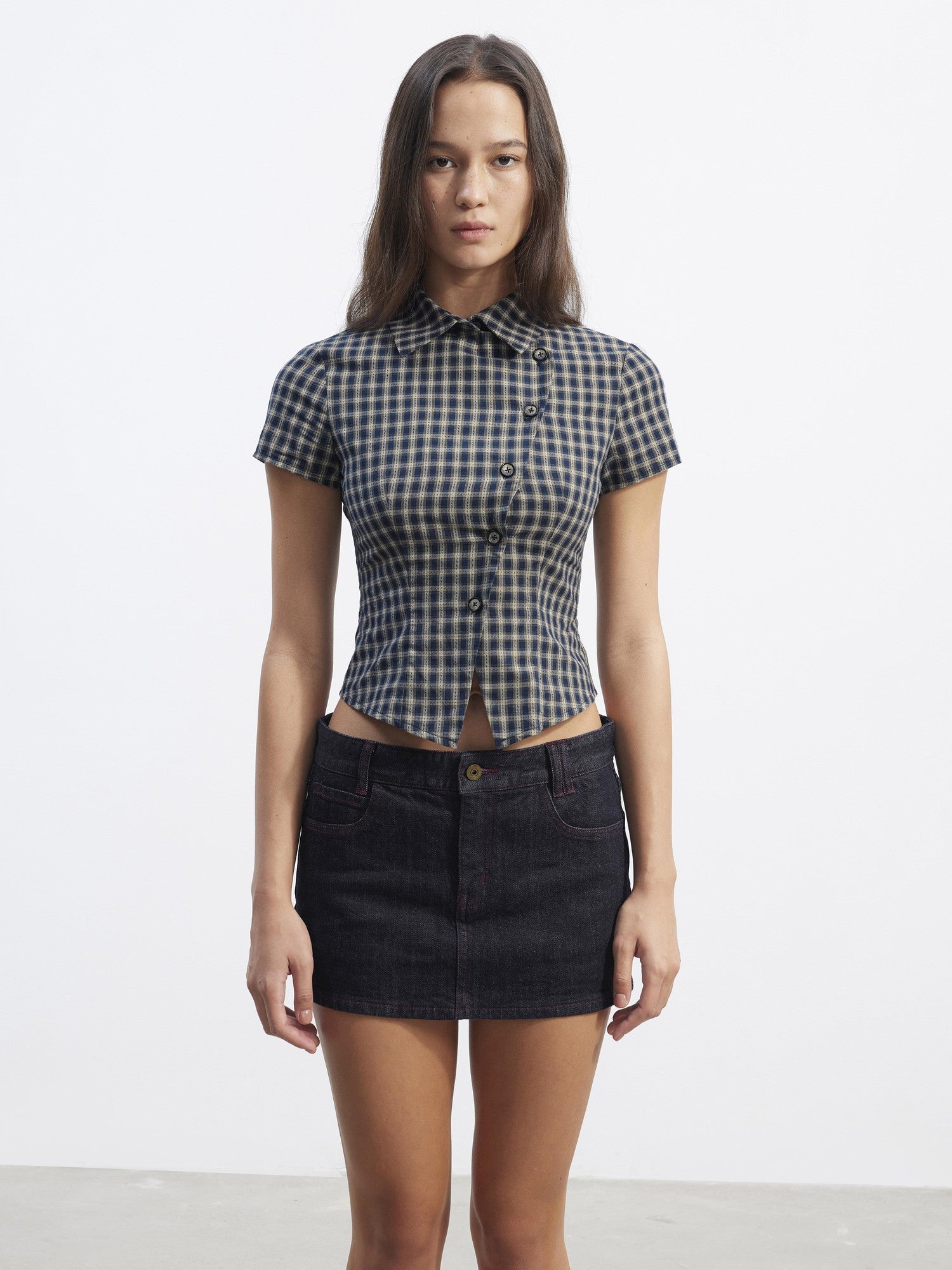 AFTADAWN Red Selvedge Washed Low Waist Hip Hugging Cotton Women&