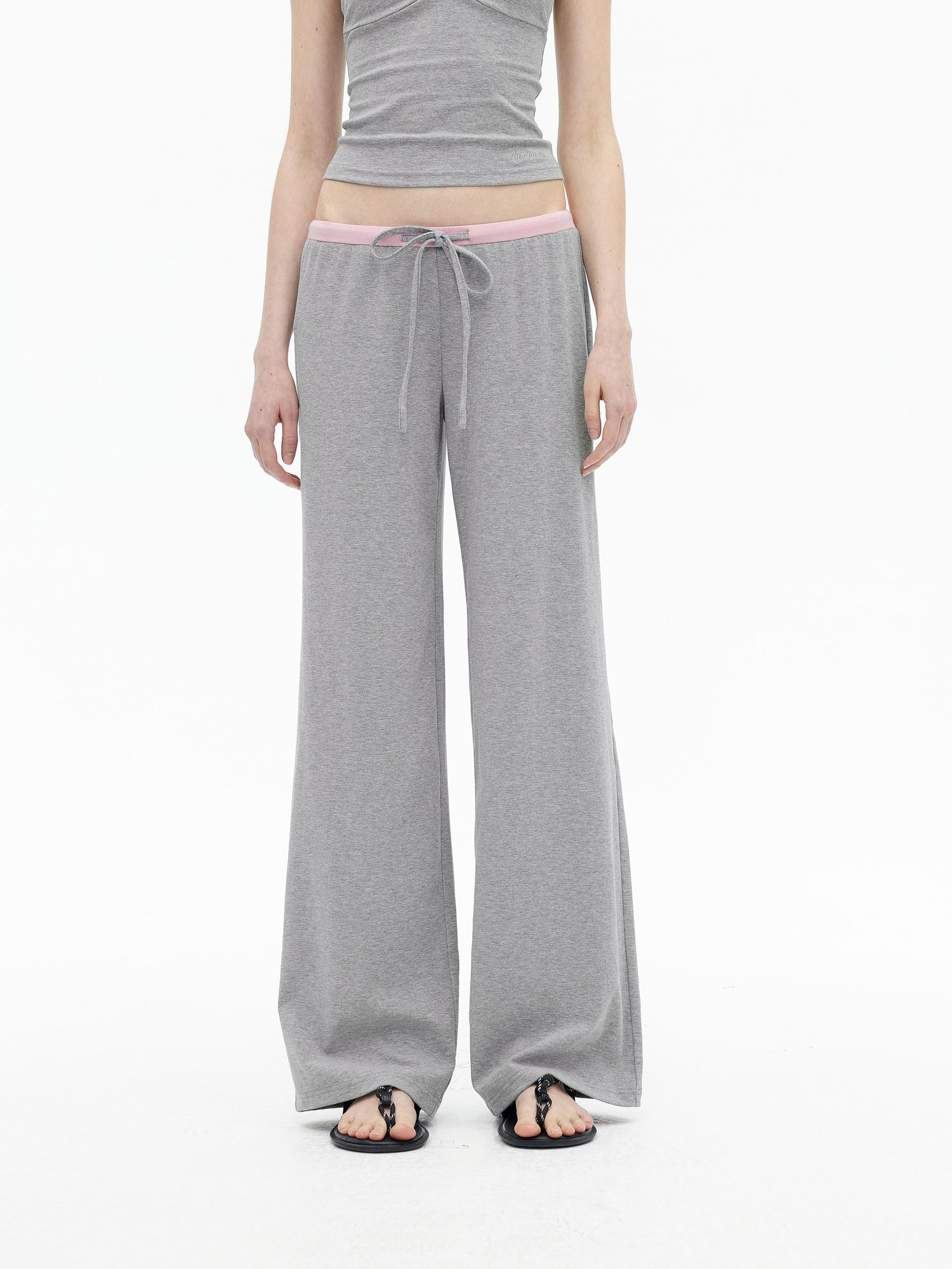 AFTADAWN Regenerated Fiber Color Block Twist Front Halter Top Trousers Set