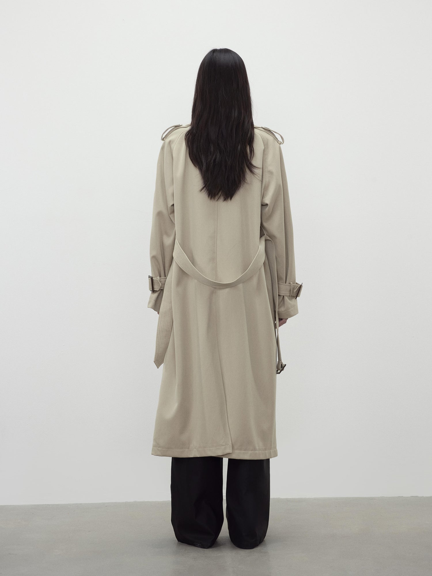 AFTADAWN Relaxed Wool Blend Trench Coat with Belt