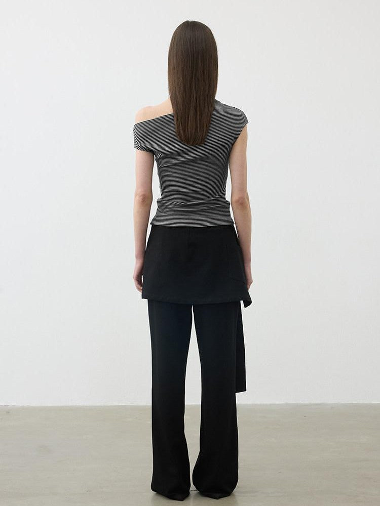 AFTADAWN Removable Skirt Panel Low Waist Straight Women&