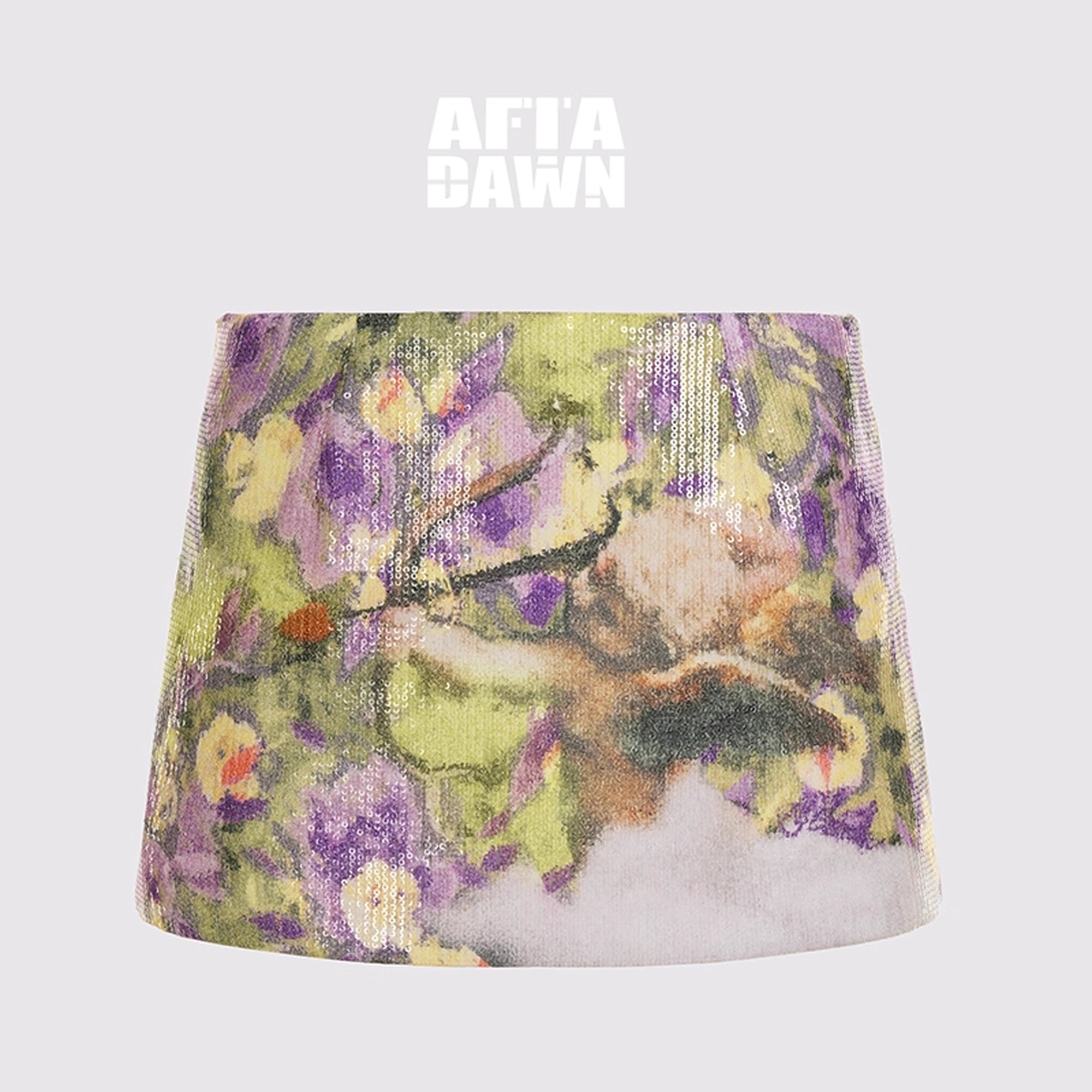 AFTADAWN_Retro_Angel_Oil_Painting_Sequin_A_Line_Mini_Skirt_MISSTT