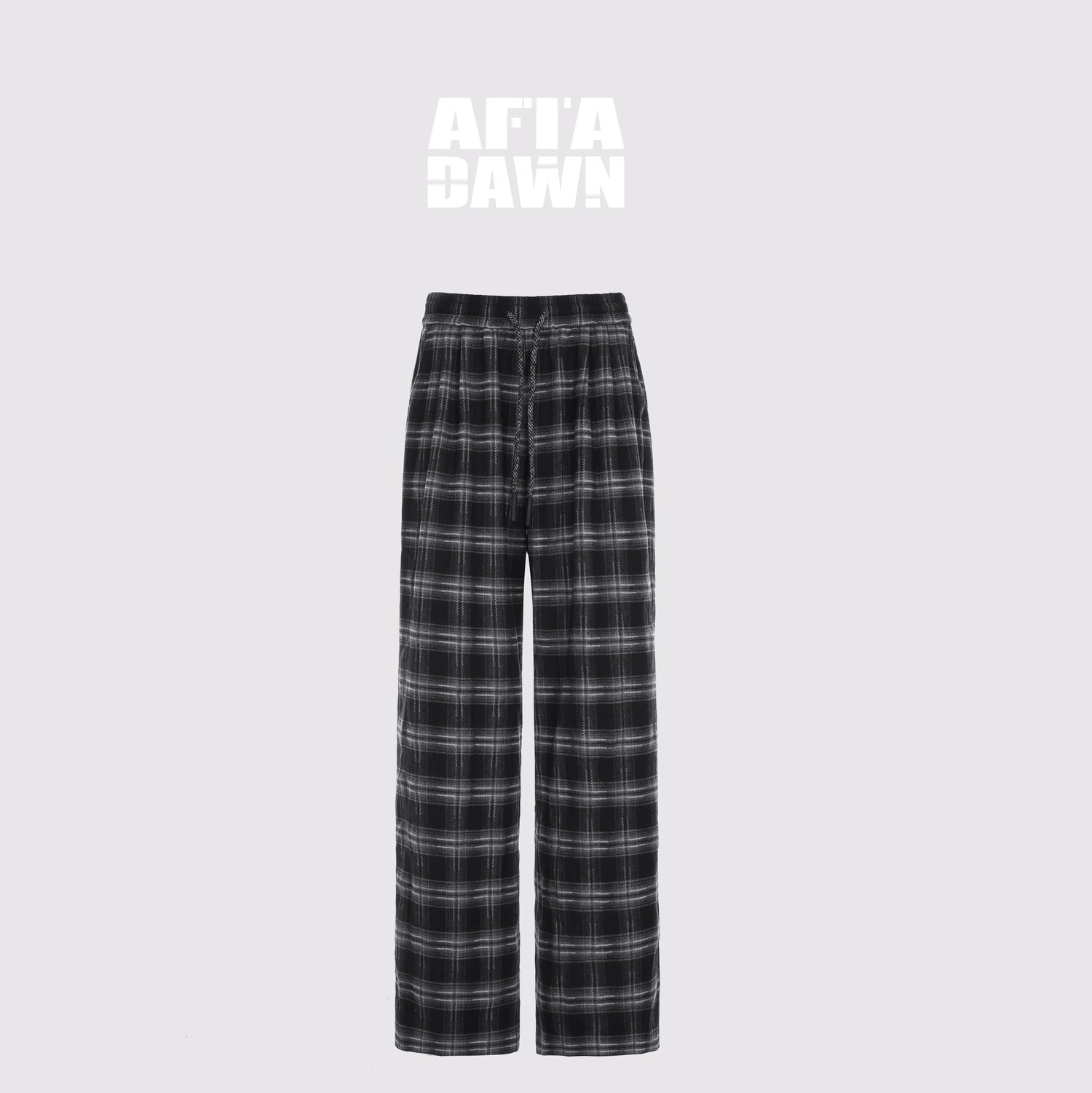 AFTADAWN_Retro_Checkered_Drawstring_High_Waisted_Wide_Leg_Pants_MISSTT
