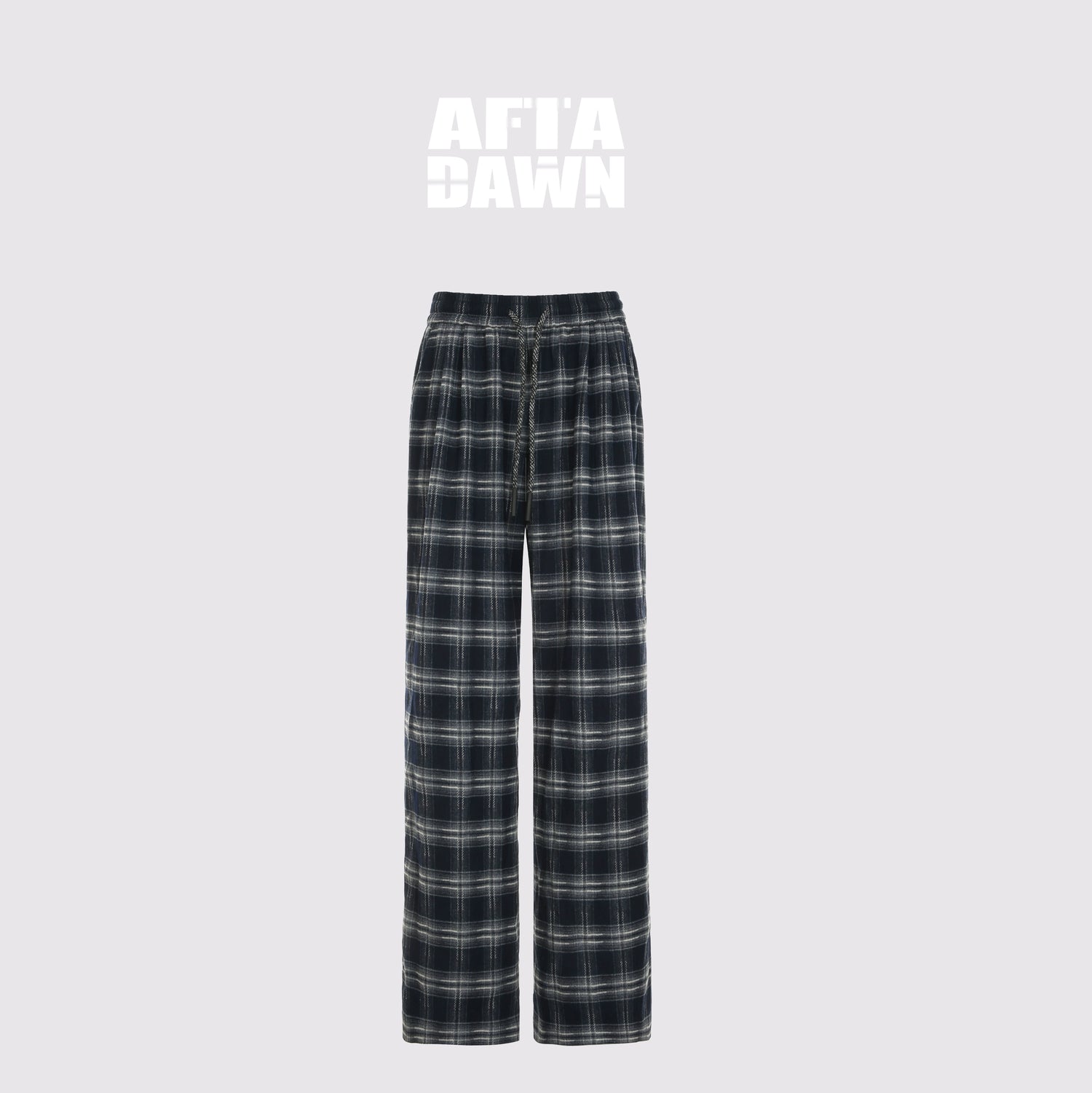 AFTADAWN_Retro_Checkered_Drawstring_High_Waisted_Wide_Leg_Pants_MISSTT