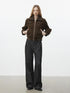 AFTADAWN Retro Collar Shearling Lined Short Jacket Jacket