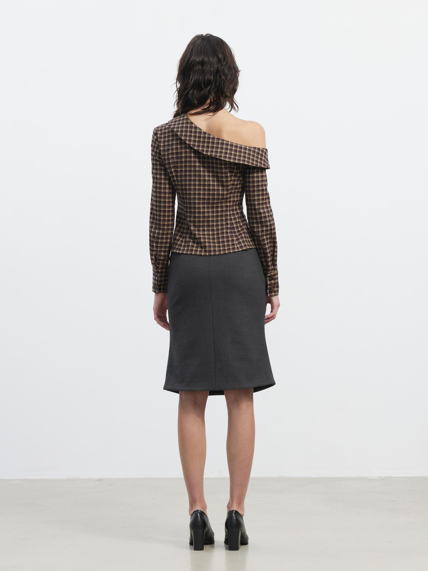 AFTADAWN Retro Plaid Asymmetrical 3d Cut Women&
