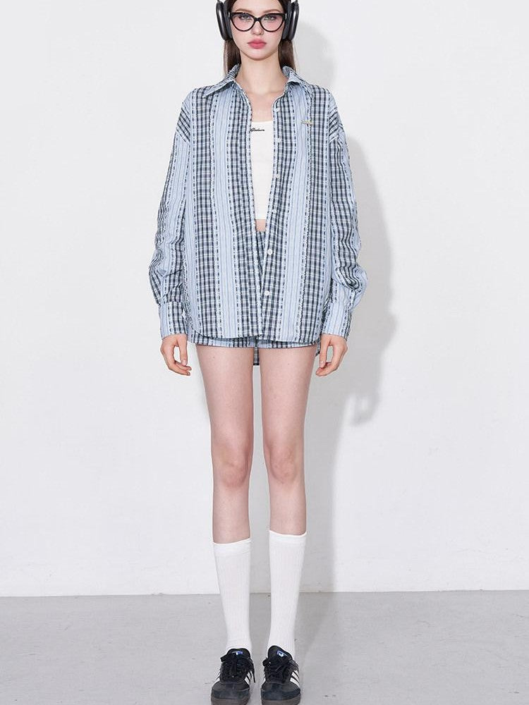 AFTADAWN Retro Striped Colorblock Patchwork Women&