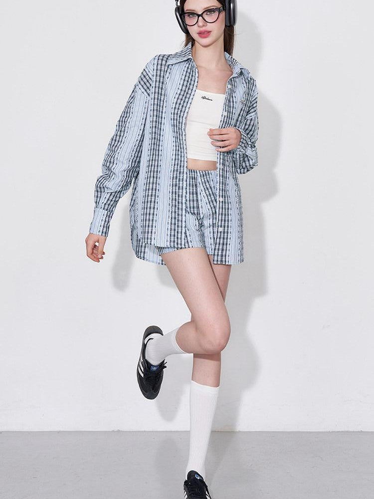 AFTADAWN Retro Striped Colorblock Patchwork Women&