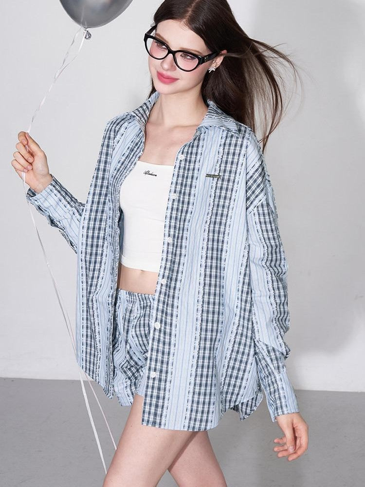 AFTADAWN Retro Striped Colorblock Patchwork Women&