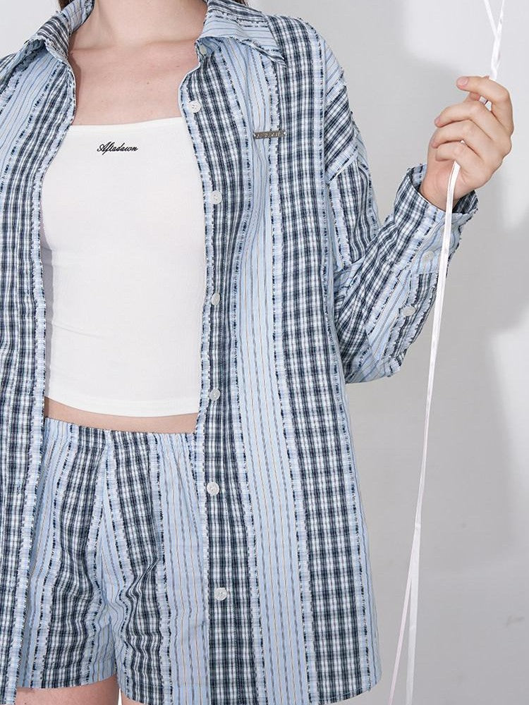 AFTADAWN Retro Striped Colorblock Patchwork Women&