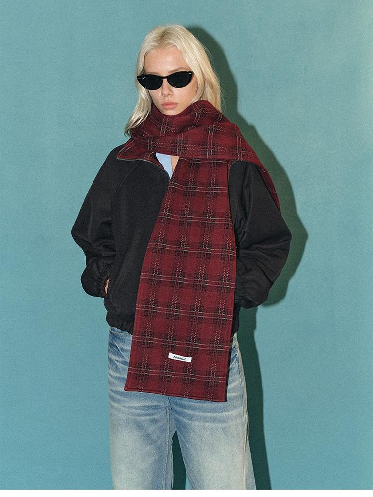 AFTADAWN Reversible Red Plaid Boxy Oversized Women&