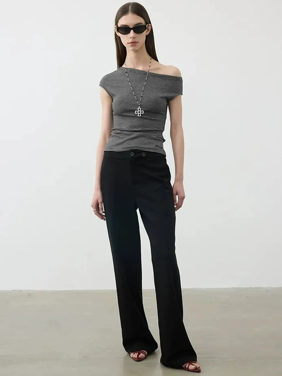 AFTADAWN Reversible Twill Tencel Wide Leg Trouser Skirt Pants