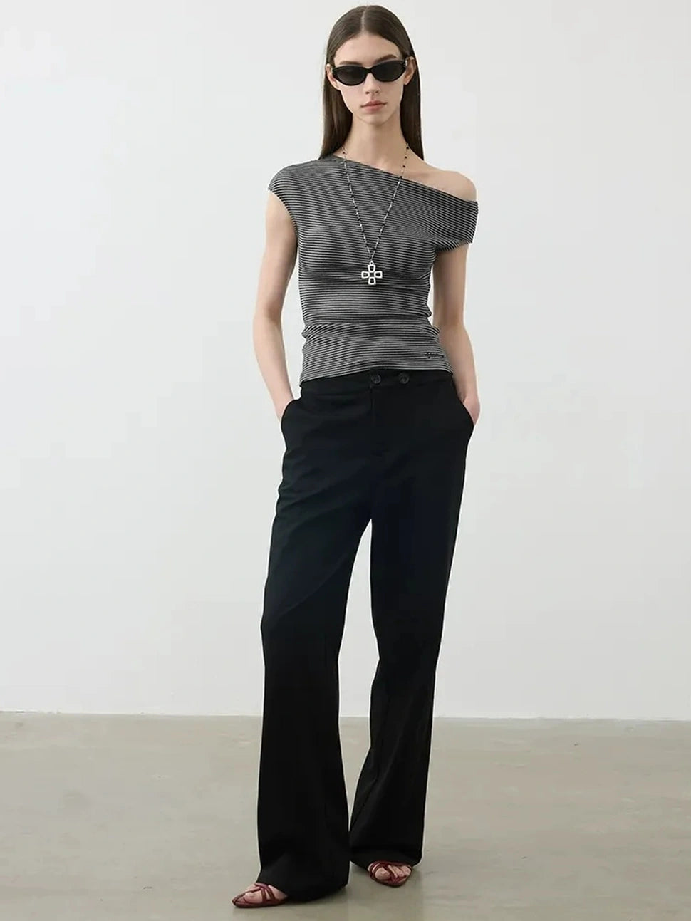 AFTADAWN Reversible Twill Tencel Wide Leg Trouser Skirt Pants