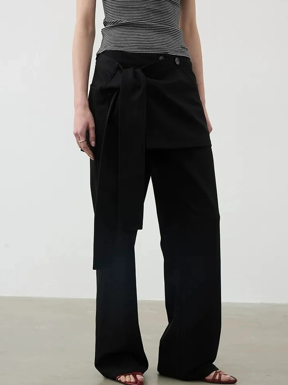 AFTADAWN Reversible Twill Tencel Wide Leg Trouser Skirt Pants