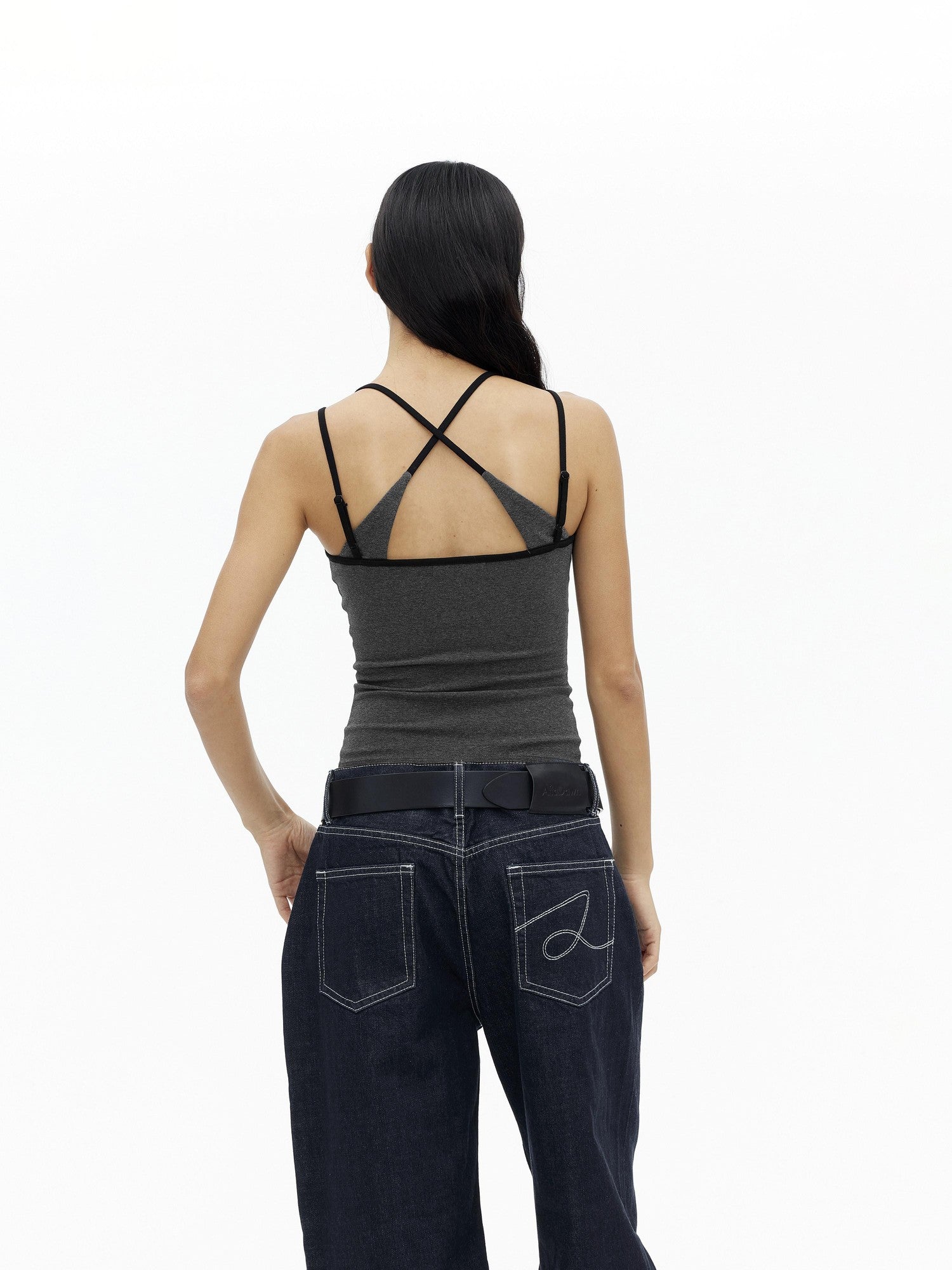 AFTADAWN Ribbed Crisscross Open Back Women&