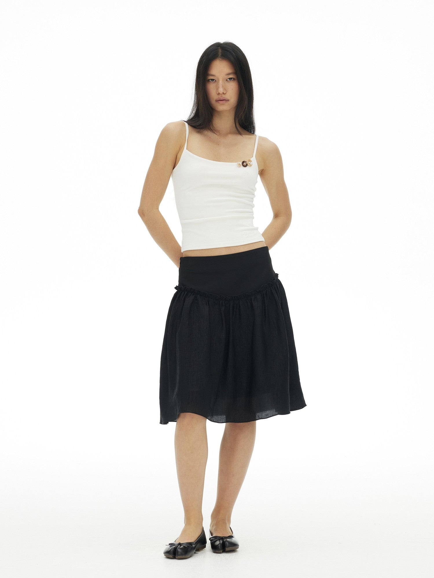 AFTADAWN Ribbed Three Button Thin Straps Cropped Women&