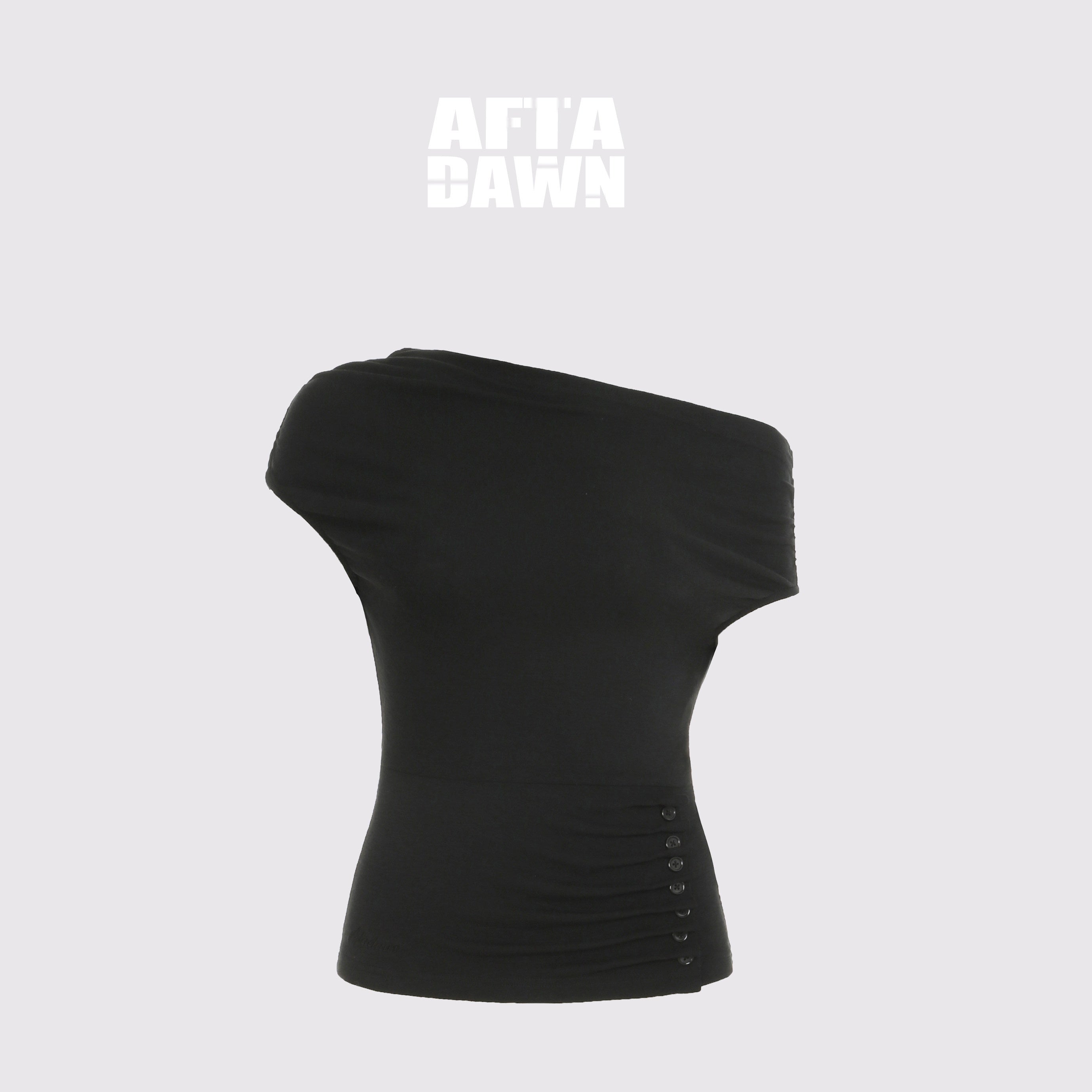 AFTADAWN_Ruched_Asymmetric_Slanted_Neck_Women&