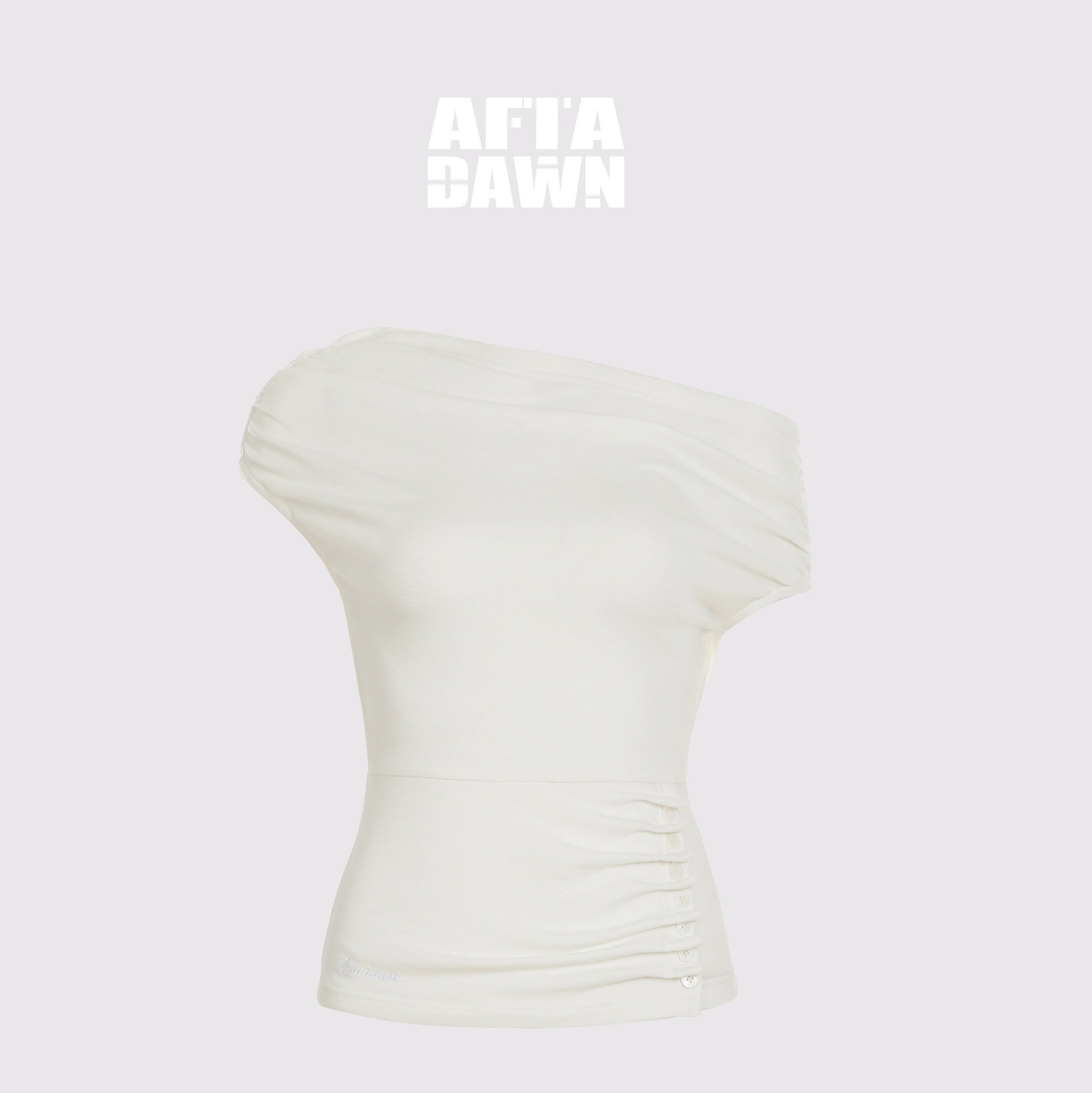 AFTADAWN_Ruched_Asymmetric_Slanted_Neck_Women&