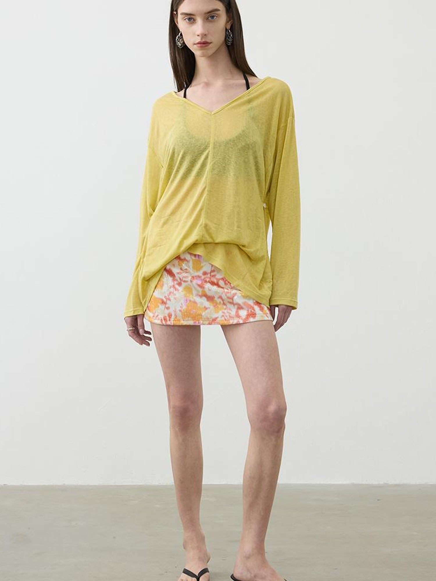 AFTADAWN Sequined Floral Print Low Waist A Line Mini Skirt with Safety Shorts