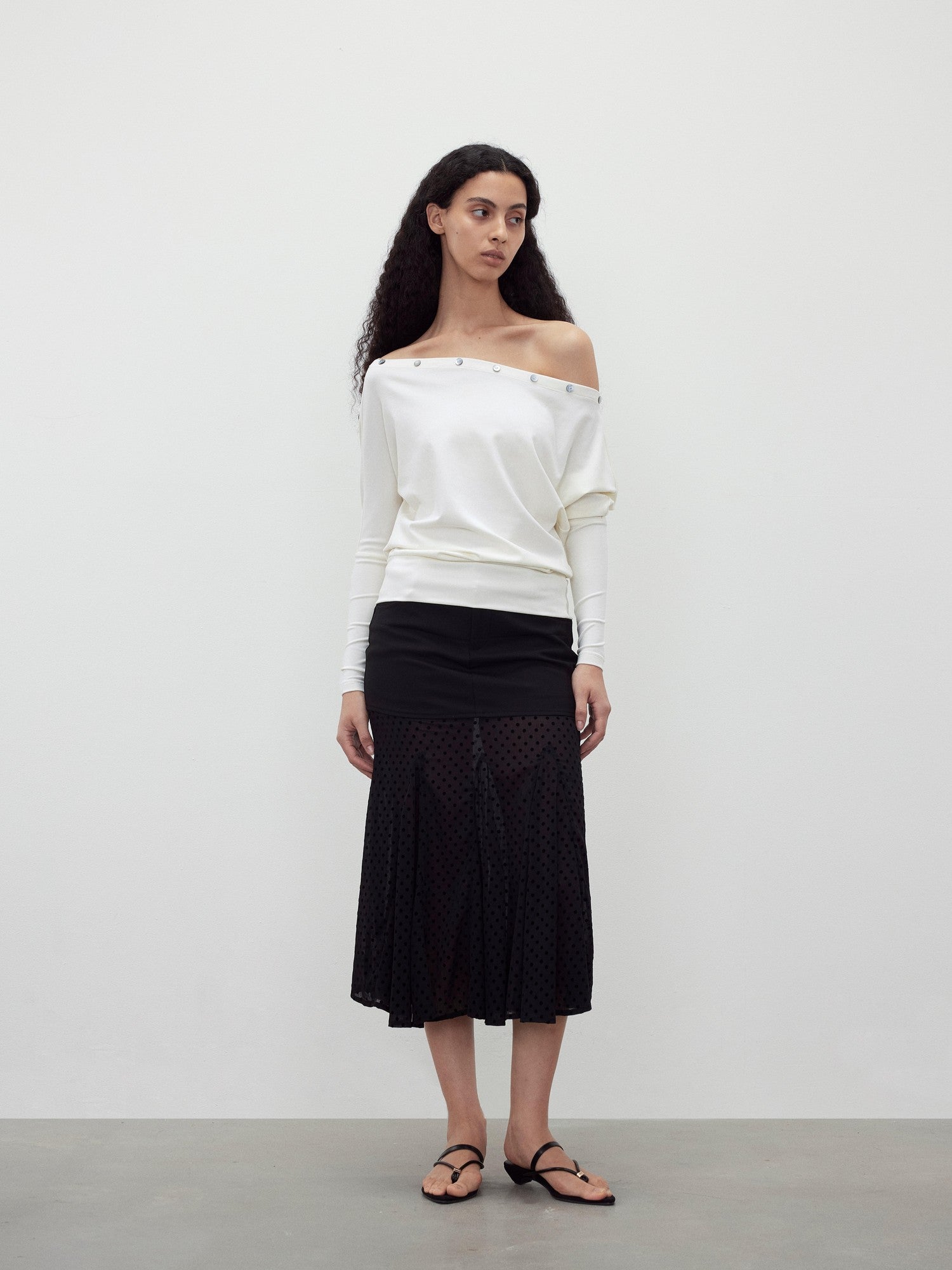 AFTADAWN Shaped Asymmetric One Shoulder Button Women&